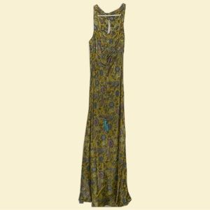 Green, maxi, floral, straps, slip, print dress